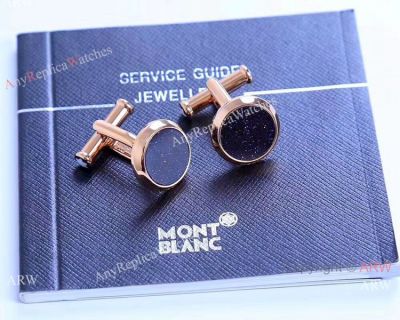 Copy Montblanc Star Cufflinks Stainless Steel in Blue/Rose Gold